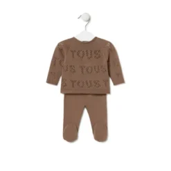 Conjunto de malha de bebé Tricot logótipo TOUS bege