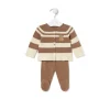 Conjunto de malha de bebé Tricot às riscas bege