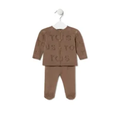 Conjunto de malha de bebé Tricot logótipo TOUS bege