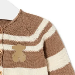 Conjunto de malha de bebé Tricot às riscas bege