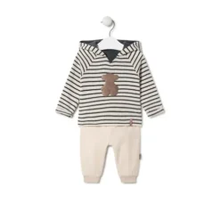 Conjunto de menino às riscas e liso Black cor crua