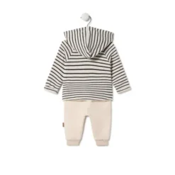 Conjunto de menino às riscas e liso Black cor crua