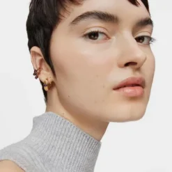 Earcuff banhado a ouro de 18 K sobre prata e rodolitas My Other Half