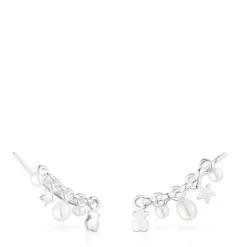 Earcuff com barra e motivos Mini Icons em prata