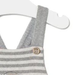 Macacão curto de bebé às riscas com Ursos Grey cor crua
