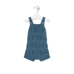 Macacão curto de malha de bebé Tricot logótipo TOUS azul