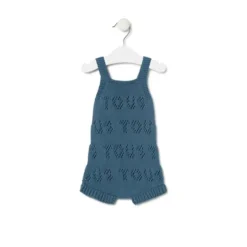 Macacão curto de malha de bebé Tricot logótipo TOUS azul
