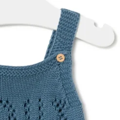 Macacão curto de malha de bebé Tricot logótipo TOUS azul