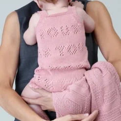 Macacão curto de malha de bebé Tricot logótipo TOUS bege