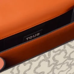 Mala de tiracolo média com aba bege e preta Kaos Icon