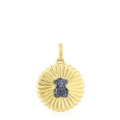 Medalha em prata vermeil e urso com iolitas Iris Motif