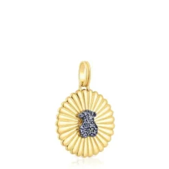 Medalha em prata vermeil e urso com iolitas Iris Motif