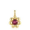 Pendentif fleur en argent plaqué or 18 ct et rhodolite petit Sugar Party