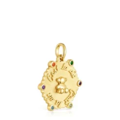 Pingente médio de urso banhado a ouro de 18 K sobre prata e pedras preciosas Sugar Party