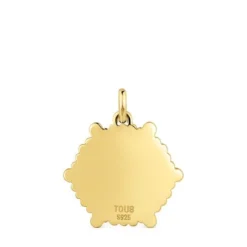 Pingente médio de urso banhado a ouro de 18 K sobre prata e pedras preciosas Sugar Party