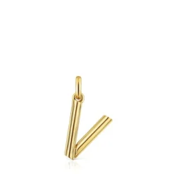 Pingente médio letra V banhado a ouro de 18 K sobre prata TOUS Alphabet