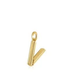 Pingente médio letra V banhado a ouro de 18 K sobre prata TOUS Alphabet