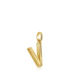 Pingente médio letra V banhado a ouro de 18 K sobre prata TOUS Alphabet