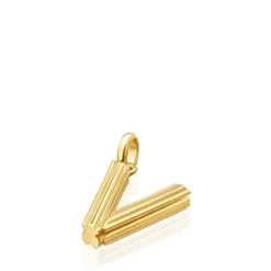 Pingente médio letra V banhado a ouro de 18 K sobre prata TOUS Alphabet