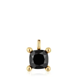 Pingente pequeno banhado a ouro de 18 K sobre prata e ónix Color Black
