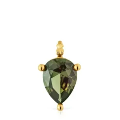Pingente pequeno banhado a ouro de 18 K sobre prata e espinélio verde criado em laboratório TOUS Color LGG
