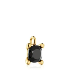 Pingente pequeno banhado a ouro de 18 K sobre prata e ónix Color Black