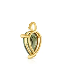 Pingente pequeno banhado a ouro de 18 K sobre prata e espinélio verde criado em laboratório TOUS Color LGG