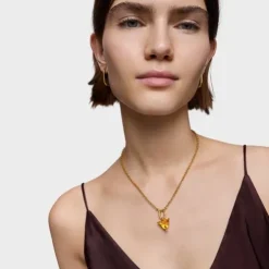 Pingente pequeno banhado a ouro de 18 K sobre prata e citrino criado em laboratório TOUS Color LGG