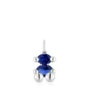 Pingente pequeno motivo urso em prata e safira azul criada em laboratório Color Bear LGG