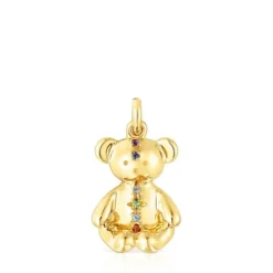 Pingente Teddy Bear em prata vermeil e pedras preciosas