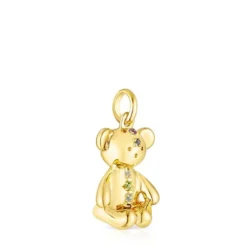 Pingente Teddy Bear em prata vermeil e pedras preciosas