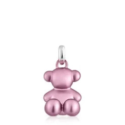 Pingente urso médio em aço em cor rosa-claro Bold Bear