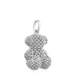 Pingente urso médio texturizado em prata 22 mm Bold Bear