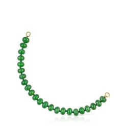 Pulseira banhada a ouro 18 K sobre prata e quartzito verde Hold Oval