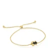 Pulseira corrente motivo urso banhada a ouro de 18 K sobre prata e ónix Color Bear