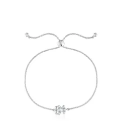 Pulseira corrente motivo urso em prata e quartzo cristal de rocha Color Bear