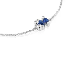 Pulseira corrente motivo urso em prata e safira azul criada em laboratório Color Bear LGG