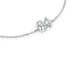 Pulseira corrente motivo urso em prata e quartzo cristal de rocha Color Bear