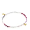 Pulseira elástica banhada a ouro de 18 K sobre prata e pedras preciosas rosadas TOUS Bold Bear