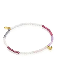 Pulseira elástica banhada a ouro de 18 K sobre prata e pedras preciosas rosadas TOUS Bold Bear