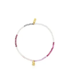 Pulseira elástica banhada a ouro de 18 K sobre prata e pedras preciosas rosadas TOUS Bold Bear