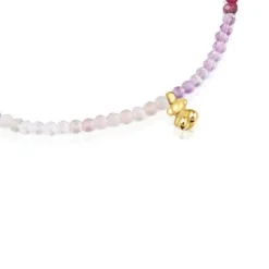 Pulseira elástica banhada a ouro de 18 K sobre prata e pedras preciosas rosadas TOUS Bold Bear