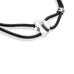 Pulseira elástica Sweet Dolls preta com coração em prata