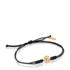 Pulseira em nylon preto e urso em ouro Bold Bear