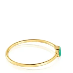 Pulseira escrava banhada a ouro de 18 K sobre prata e motivo na cor verde TOUS MANIFESTO