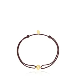 Pulseira lágrima em ouro e cordão castanho TOUS Balloon