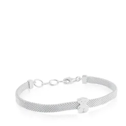 Pulseira Mesh urso em Prata