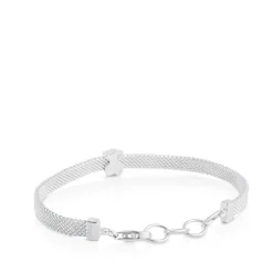 Pulseira Mesh urso em Prata