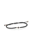 Pulseira Motif cruz em Prata Vermeil rosa com Espinélios e Cordão preto