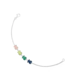 Pulseira New Color em Prata com Pedras Preciosas